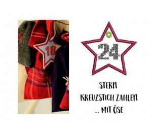 ITH Anhänger - Kreuzstich Stern Zahlen